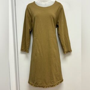 Spartina 449 Fringe Hem Cotton Dress – Olive – Size XL